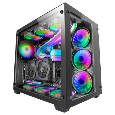 Mars Gaming Torre Gaming Custom XXL E-ATX, Ventana Cristal Templado Lateral y Frontal, Estructura Modular Doble Cámara, MCV3, Color Negro