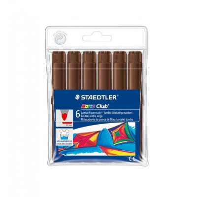 Staedtler Noris Watercolour 340 Pack de 6 Rotuladores de Gran Tamaño - Trazo 3mm Aprox - Lavable Facilmente - Tinta Base de Agua - Color Marron