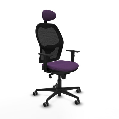 Jorquera sincro malla negra bali morado brazos 1D base nailon cabecero fijo ruedas 65mm engomada