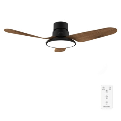 Cecotec EnergySilence Aero 5200 Light DarkWood Ventilador de Techo con 3 Aspas de Madera y Luz - 40W - Diametro de 43 - 3 Tonos LED - 6 Velocidades - Temporizador - Modo Invierno - Color Negro
