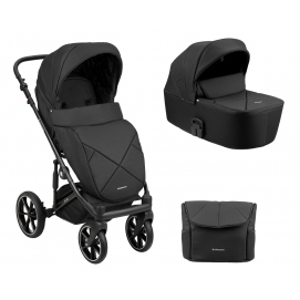 KIKKA BOO Carrito de bebé 2en1 con capazo rígido Amani Negro