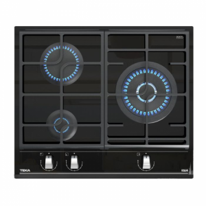Placa de gas natural Teka GZC63310XBN, 3 zonas, ExactFlame, Cristal Gas, ref: 112570022
