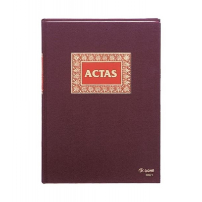 Dohe Libro Actas 50 Hojas Numeradas Papel Offset de 100gr - Tamaño Folio Natural - Encuadernacion en Tela de Primera Calidad con Estampacion en Rojo y Oro - Impreso a 2 Colores - Color Burdeos