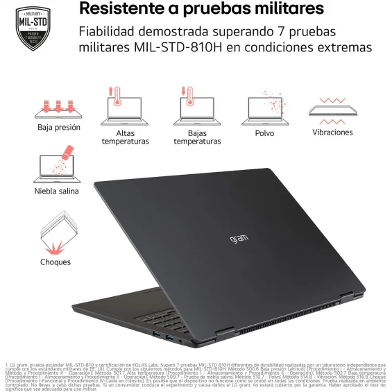 Portátil LG gram 14Z90S-V.AP75B, Intel Core Ultra 7 155H, 16 GB RAM, 512 GB SSD, Intel Arc, 14 pulgadas, WUXGA, Windows 11 Pro, negro obsidiana - imagen 3