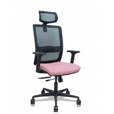 Silla Haches traslack malla negra asiento bali rosa brazos 2D ruedas 65mm cabecero regulable
