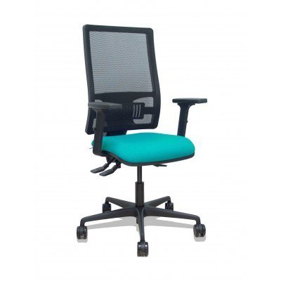 Silla Bormate asincro malla negra asiento bali turquesa brazos 2D ruedas 65mm