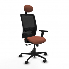 Piqueras y Crespo Zulema sincro malla negra bali marr?n brazos 2D base nailon cabecero fijo ruedas 65mm nailon