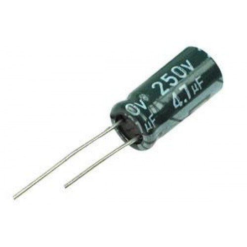 Condensador Electrolitico 4,7uF 250Vdc medidas 8x11,5mm Radial