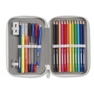 PLUMIER CARIOCA DOS PISOS FLUO 2 ZIP - Pack de 6 unidades