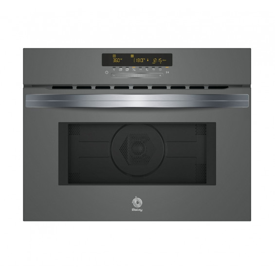 Horno compacto con microondas Balay 3CW5179A2, 44 litros, 5 funciones, Aqualisis, microondas 900 W, AutoChef 15 recetas, cristal gris antracita