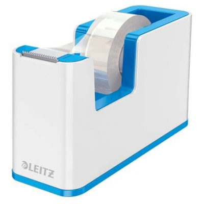Leitz WOW Dispensador de Cinta Adhesiva - Para Rollos de hasta 19mm x 33m - Incluye Cinta Autoadhesiva Escribible - Color Blanco/Azul