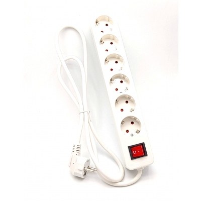 Base Multiple 6 Enchufes Interruptor Cable 1,5m BLANCA SUPRA