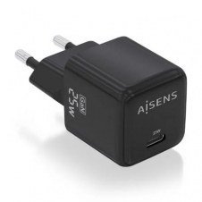 Cargador de Pared GaN Aisens ASCH-25W1P013-BK/ 1xUSB Tipo-C/ 25W