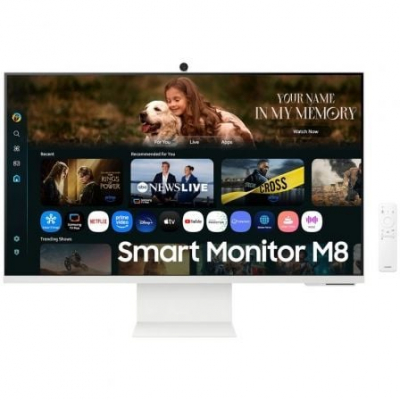 Smart Monitor Samsung M8 M80F S32FM801UU 32/ 4K/ Multimedia/ Regulable en altura/ Smart TV/ Webcam/ Blanco