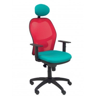 Silla Jorquera malla roja asiento bali turquesa con cabecero fijo