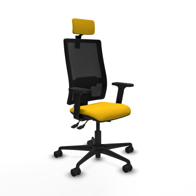 Bormate asincro malla negra bali amarillo brazos 2D base nailon cabecero 2D ruedas 65mm nailon