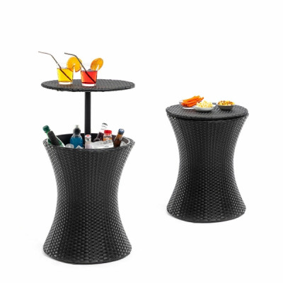 Innovagoods Frizzble Mesa Nevera para Jardin 3 en 1 - Multifuncion - Capacidad 20L - Altura Ajustable - Resistente al Agua - Incluye Drenaje - Color Negro