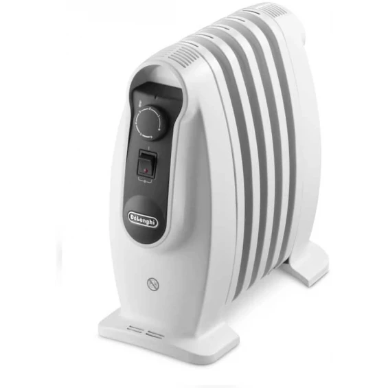 Radiador de aceite Delonghi Nano TRNS0505M, 500 W, 5 elementos, 1 potencia, termostato, blanco