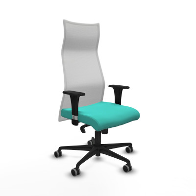Albacete malla XL sincro malla blanca similpiel turquesa brazos 1D base nailon ruedas 65mm engomadas