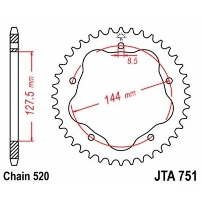 Corona JT SPROCKETS aluminio 751 - Paso 520 JTR751.38