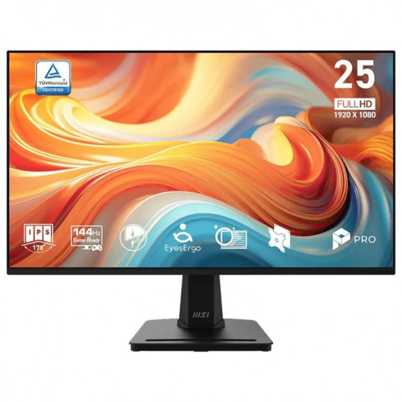 Monitor MSI PRO MP251W E14A, 24,5 pulgadas, Full HD, IPS, 144 Hz, HDMI, DisplayPort, VGA, blanco