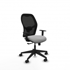 Piqueras y Crespo Aloc?n sincro malla negra bali gris claro brazos 1D base piramidal ruedas nailon 65mm