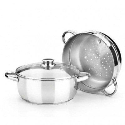 Olla a Vapor Monix M453903/ Ø24cm/ Acero Inoxidable