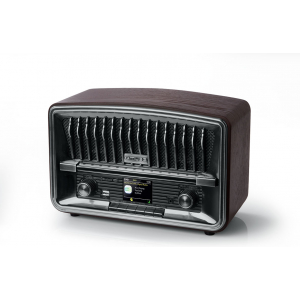 Radio digital vintage portátil Muse M-135 DBT, DAB+, FM, alarma, pantalla LCD, 2x5W, USB, entrada auxiliar, madera
