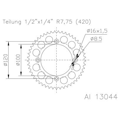 Corona ESJOT Aluminio 51-13044 53 dientes 51-13044-53