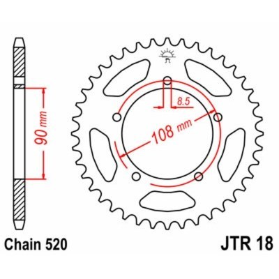 Corona JT SPROCKETS acero estándar 18 - Paso 520 JTR18.43