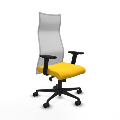 Albacete malla sincro malla blanca similpiel amarillo brazos 2D base nailon ruedas 65 mm nailon
