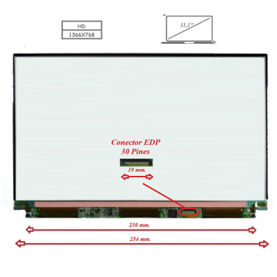 Pantalla para portátil LED 11.1 Slim 30 Pines 1366x768