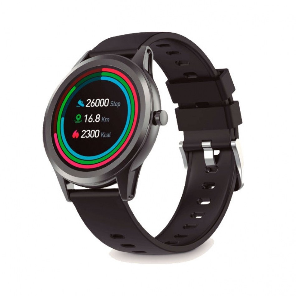 Ksix Globe Reloj Smartwatch Pantalla 1.28 - Bluetooth 5.0 BLE - Autonomia hasta 7 dias - Resistencia al Agua IP67 - Color Gris Metalizado