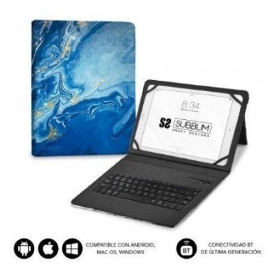 Funda con Teclado Subblim Keytab Pro Bluetooth para Tablets de 9-11/ Marmol Azul