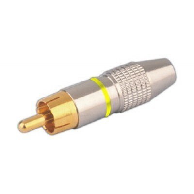 Conector RCA Macho Metal Dorado aros Amarillo