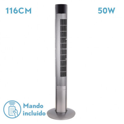 Ventilador De Torre Principe Plata 3vel 50w Remoto Oscilante Temporizador 116x32x32cm