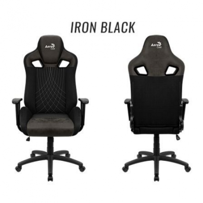 SILLA GAMER AEROCOOL EARL IRON BLACK - MARCO DE ACERO - MECANISMO DE MARIPOSA - PISTON GAS CLASE 4 - ESPUMA ALTA DENSIDAD - HASTA 150KG