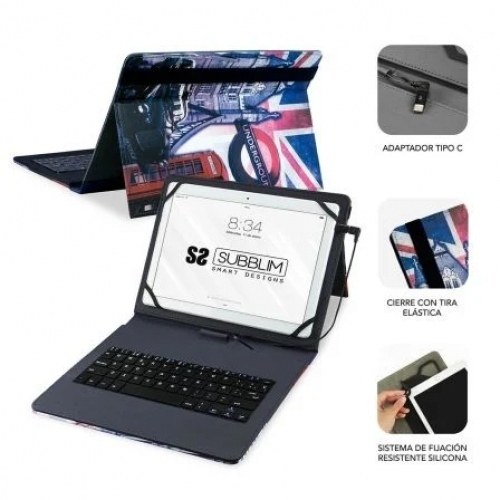 Funda con Teclado Subblim Keytab Pro USB England para Tablets de 10.1-11