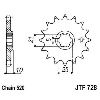 Piñon JT 728 de acero con 16 dientes JTF728.16