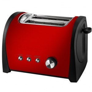 Tostador Kuken 33778, 800W, 2 ranuras cortas, rojo vintage