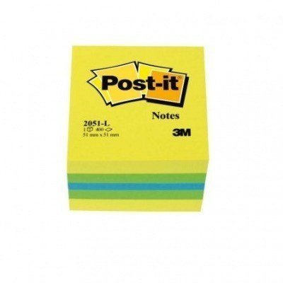 Notas Adhesivas 3M Post-It Mini Cubo 2051-L/ 5.1 x 5.1cm/ 3 Colores