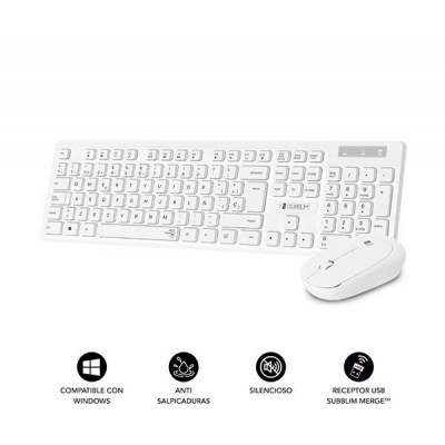 Teclado y Ratón Subblim Combo Business Slim Silencioso Inalámbrico/ Blanco