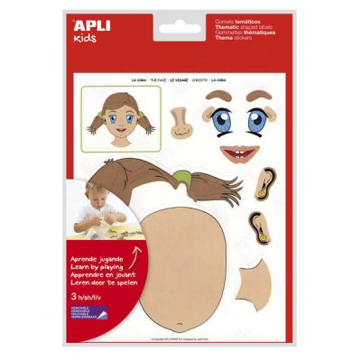 Apli Pack de 144 Gomets Tematicos de la Cara - Desarrollados con Educadores - Ayudan a Identificar Partes de la Cara - Adhesivo Removible a Base Agua