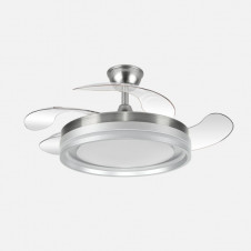 Ventilador Dc Cerrato Niquel 59w 4aspas Desplegables 107d 6980lm 6vel 3000k,4000k,6000k, Remoto+reg.intens.+temporizador+memoria