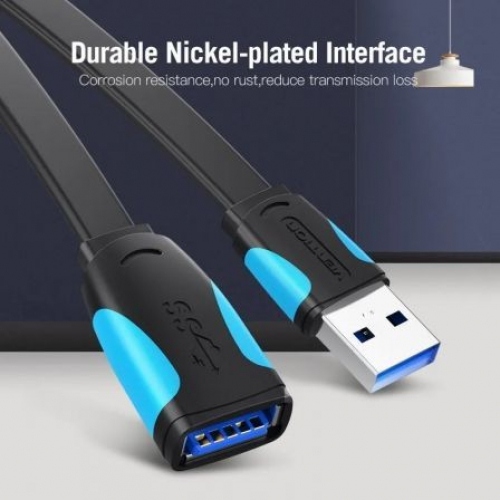 Cable Alargador USB 3.0 Vention VAS-A13-B300/ USB Macho - USB Hembra/ 3m/ Negro y Azul