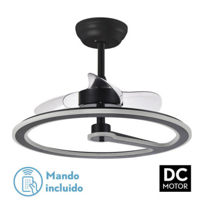 Ventilador 110w Dc Chom Negro 3 Aspas Transp. 46/66x62x62cm 6Vel. 3 Colores C/remoto, Memoria Y Temporizador 9350lm