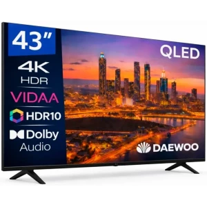 Televisor QLED Daewoo 43VB56QV, 43 pulgadas, 4K UHD, Smart TV VIDAA, HDR10, negro