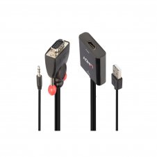 Lindy 38284 adaptador de cable de v?deo VGA (D-Sub) + 3,5mm HDMI + USB Negro