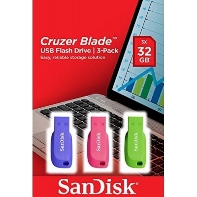 Pendrive 32GB SanDisk Cruzer Blade Pack 3 USB 2.0