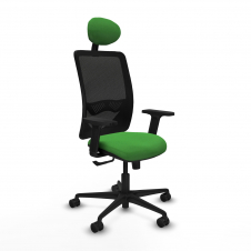 Piqueras y Crespo Zulema sincro malla negra bali verde brazos 2D base nailon cabecero fijo ruedas 65mm nailon